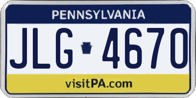 PA license plate JLG4670