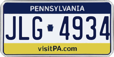 PA license plate JLG4934
