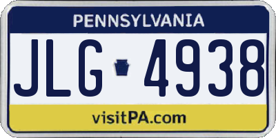 PA license plate JLG4938