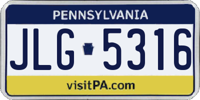 PA license plate JLG5316