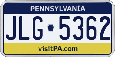 PA license plate JLG5362