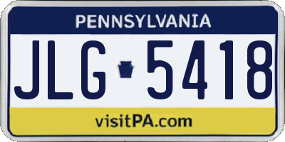 PA license plate JLG5418