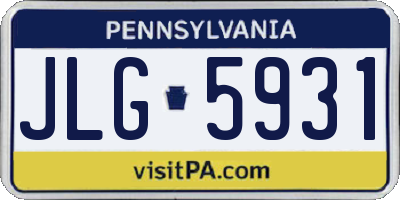 PA license plate JLG5931