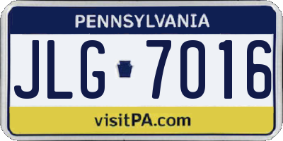 PA license plate JLG7016