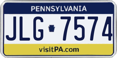 PA license plate JLG7574