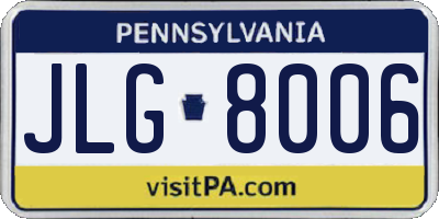 PA license plate JLG8006