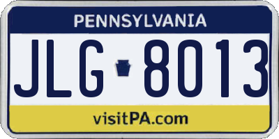 PA license plate JLG8013