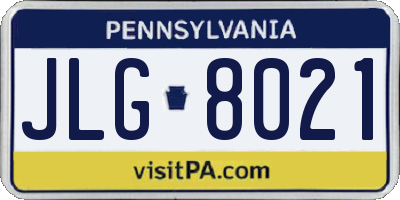 PA license plate JLG8021