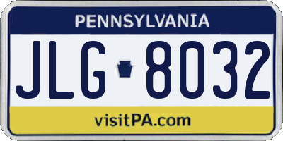 PA license plate JLG8032