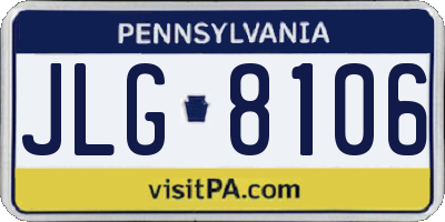 PA license plate JLG8106