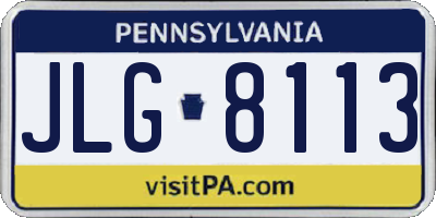 PA license plate JLG8113