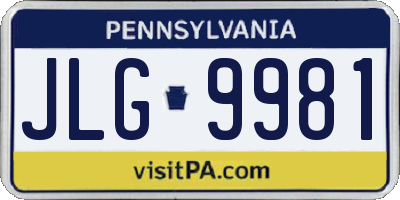 PA license plate JLG9981