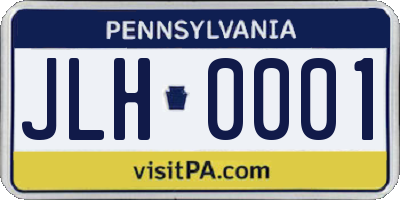 PA license plate JLH0001