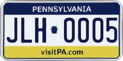 PA license plate JLH0005