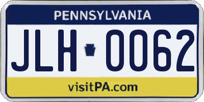 PA license plate JLH0062