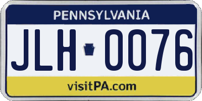 PA license plate JLH0076
