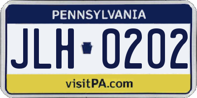 PA license plate JLH0202