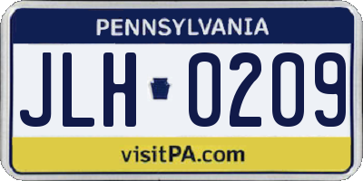 PA license plate JLH0209