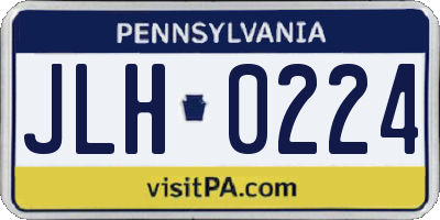 PA license plate JLH0224