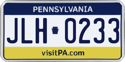 PA license plate JLH0233