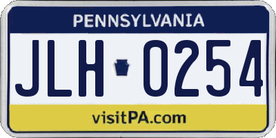 PA license plate JLH0254