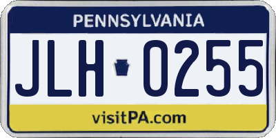 PA license plate JLH0255