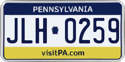 PA license plate JLH0259