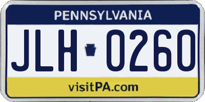 PA license plate JLH0260