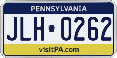 PA license plate JLH0262