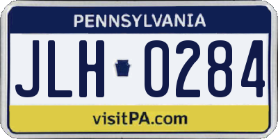 PA license plate JLH0284