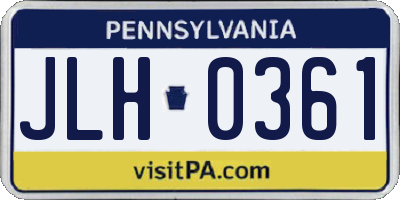 PA license plate JLH0361