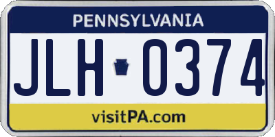 PA license plate JLH0374