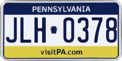 PA license plate JLH0378