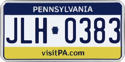 PA license plate JLH0383