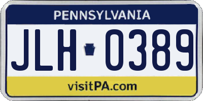PA license plate JLH0389