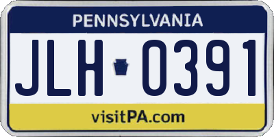 PA license plate JLH0391