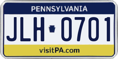 PA license plate JLH0701