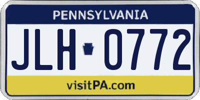 PA license plate JLH0772