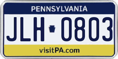 PA license plate JLH0803
