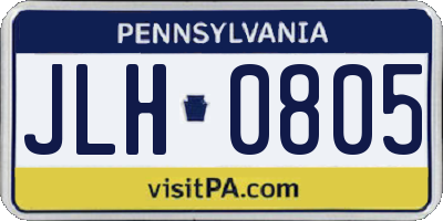 PA license plate JLH0805