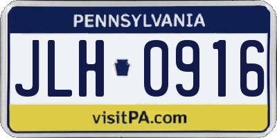 PA license plate JLH0916