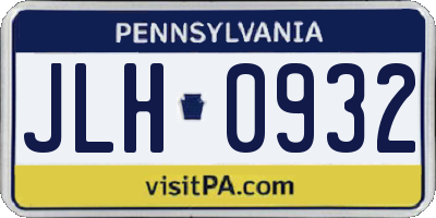 PA license plate JLH0932