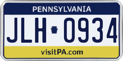 PA license plate JLH0934