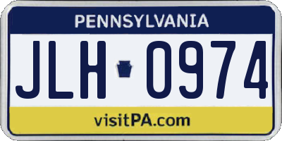 PA license plate JLH0974