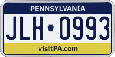 PA license plate JLH0993