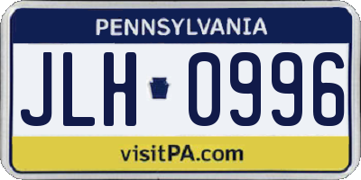 PA license plate JLH0996