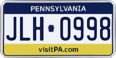 PA license plate JLH0998