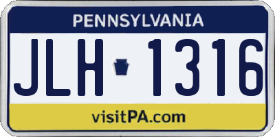 PA license plate JLH1316