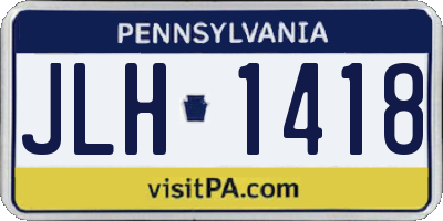 PA license plate JLH1418