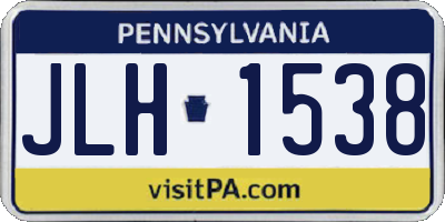 PA license plate JLH1538